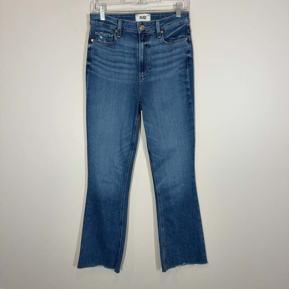 Paige Claudine High Rise Cropped Flare Jeans Womens Size 28 Raw Hem